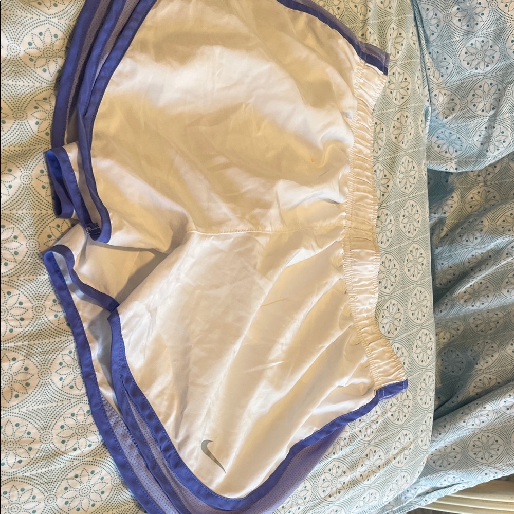 Nike White Running Shorts with Purple Trim